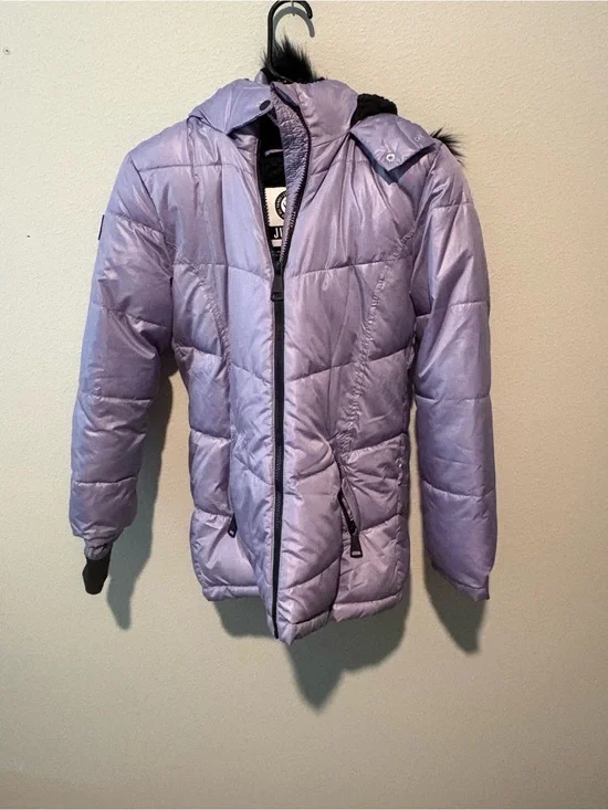 Justice Lavender Quilted Puffer Jacket with Hood