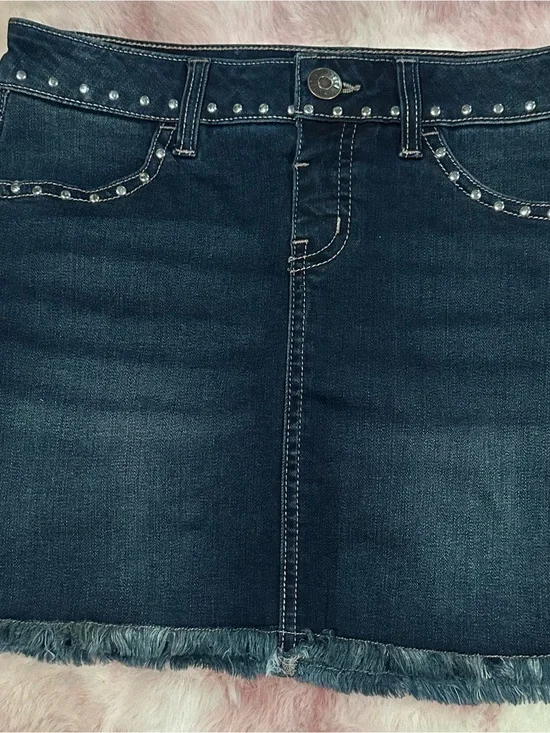 Justice Dark Blue Denim Skort with Silver Stud Trim