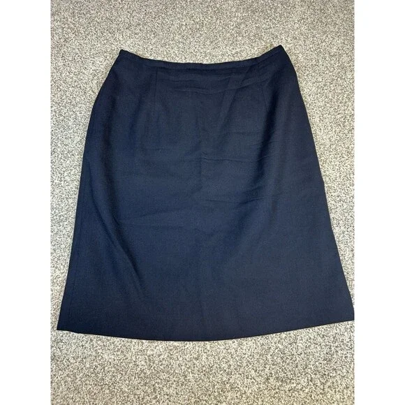 Vintage 90s  Ralph Lauren Women's Skirt Navy 100% Wool Made in‎ USA Size 10