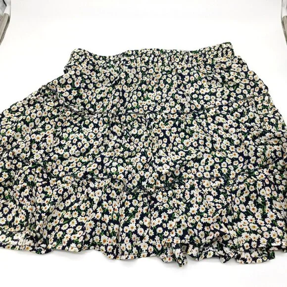 Women's High Waist Ruffle Skirt Flower Daisey Print Size‎ M Alelly