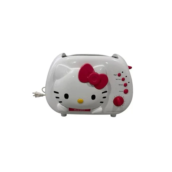 Hello Kitty 2-Slice Wide Slot Toaster KT5211 Bread/Bagel White Pink Sanrio 2012
