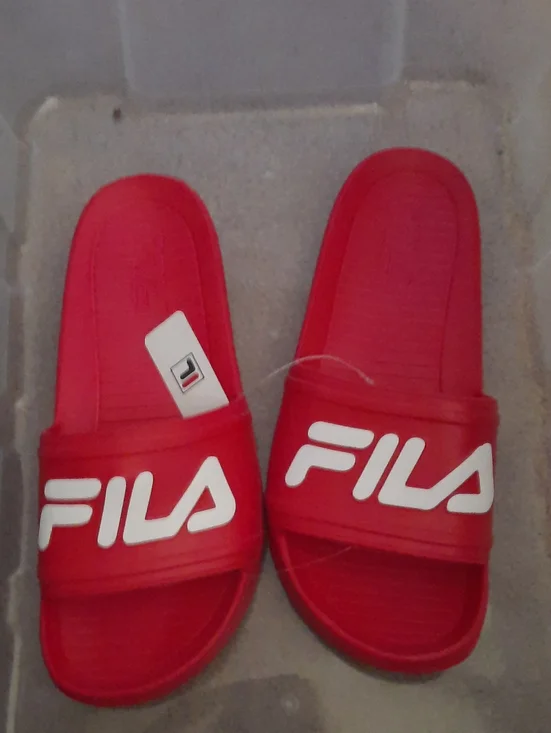 Fila Red Slide Sandals with White Logo 377