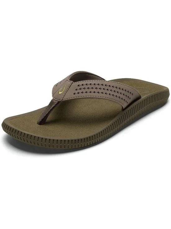 Men's Green Mustang Resistant Flip Flops Arch Support Comfort Beach Sandal Shoes