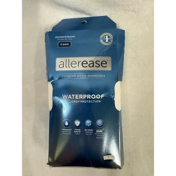 AllerEase Zippered Pillow Protectors Waterproof Standard / Queen (2Pack)