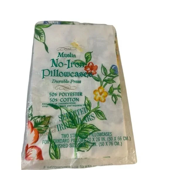 2 West Point Pepperell Pillow Cases No-Iron USA Irregular‎ NEW 20