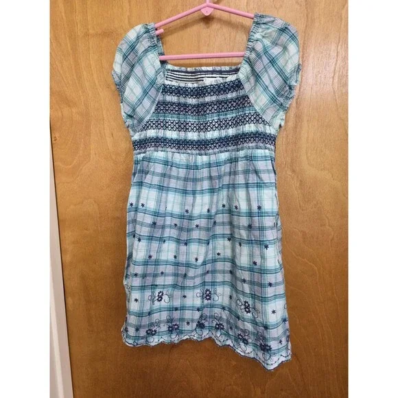 Justice size 10 plaid green and white summer dress