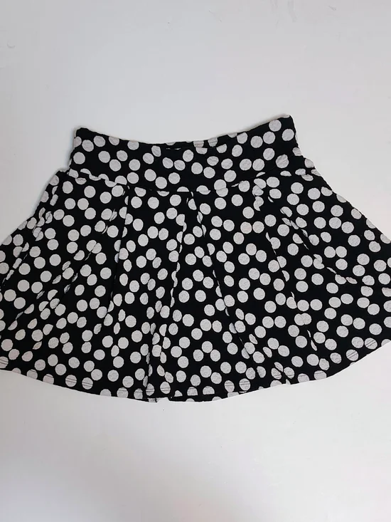 Justice Black and White Polka Dot Skater Skirt