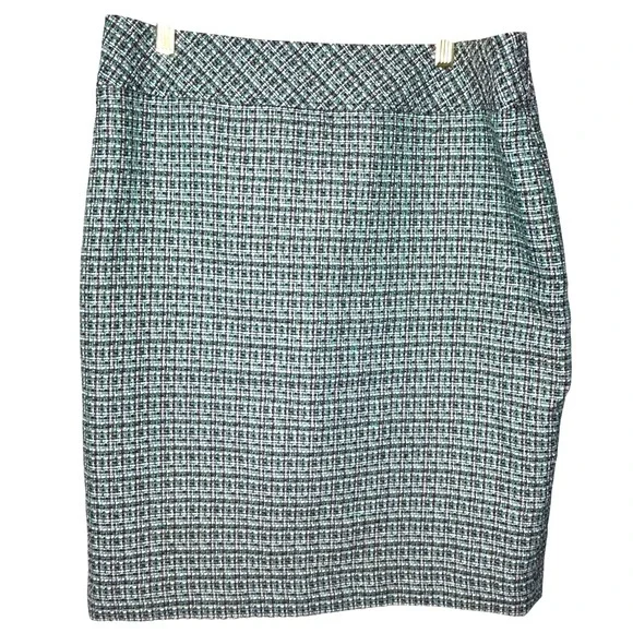 Evan Picone Womens Tweed Pencil Skirt Size 10 Black Green White Career‎