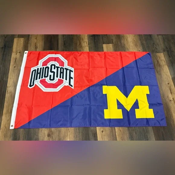 Ohio State Flag house divided michigan wolverines 3 by 5 feet Double Sided