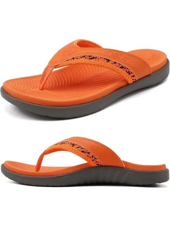 Men's Orange Arch Support Sport Flip Flops Comfort Orthotic Thong Sandal Shoes