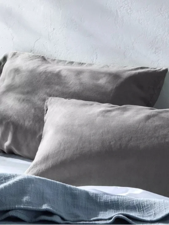 Casaluna Standard 100% Linen Pillowcases Dark Gray, NWT