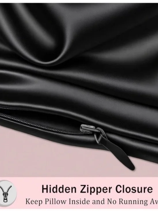 SSilkdsy Black Silk Satin Pillowcase Set — Smooth 2-Pack Luxury Covers New