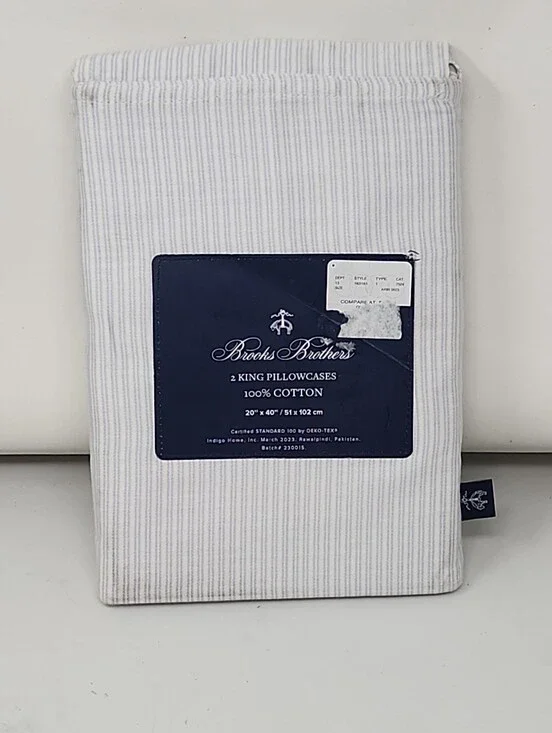 NWT Brooks Brothers King Size Stripe  Pillowcases 20x40