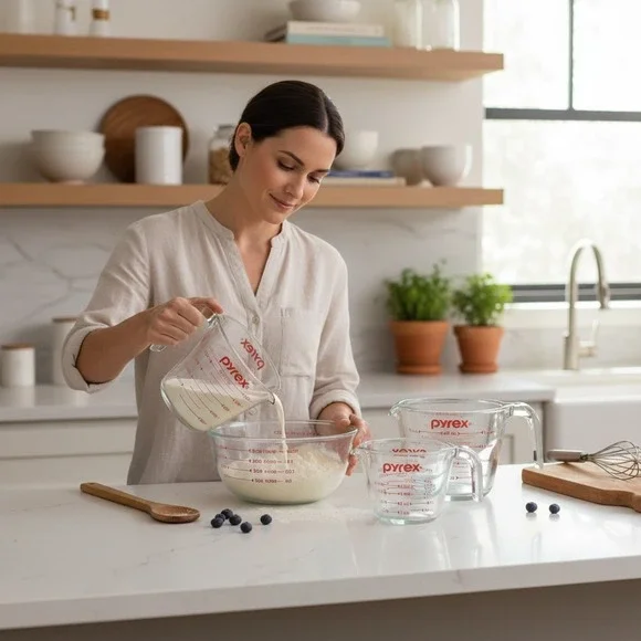 Pyrex Glass Measuring Cup Set 3-Piece Clear Kitchen Basics New