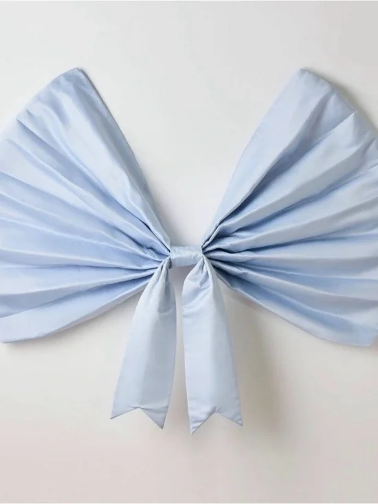 57” Light Blue Decorative Fabric Bow Wall Accent