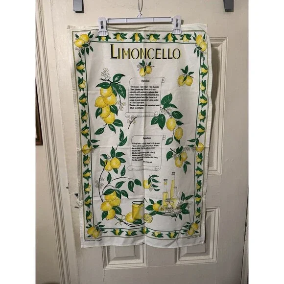 Vintage Italian Limoncello Decorative Wall Hanging Banner 100% Cotton Made Italy