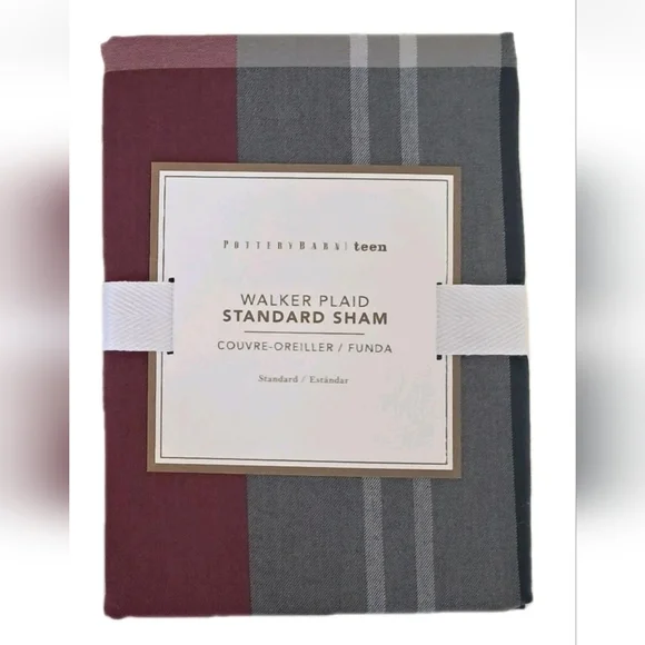 Pottery Barn Teen Walker Plaid Standard Sham 100% Cotton