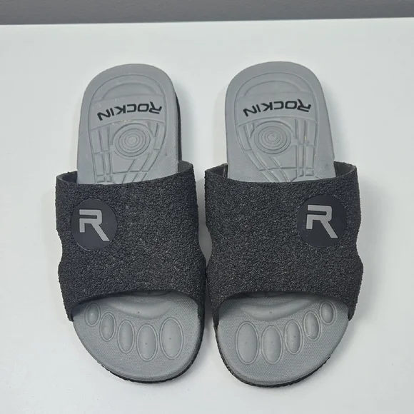 Rockin Black and Gray Slide Sandals