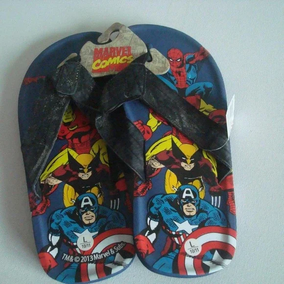 MARvEL spiderman FLIP FLOPS LG 9-11 SIZE VINTAGE 2012‎ G4