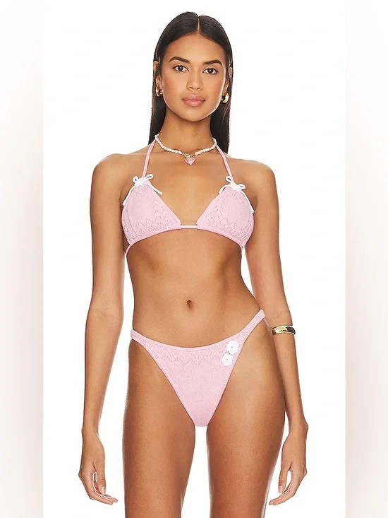 Frankies Bikinis x Guizio Tide Knit Top in Slipper Pink NWOT