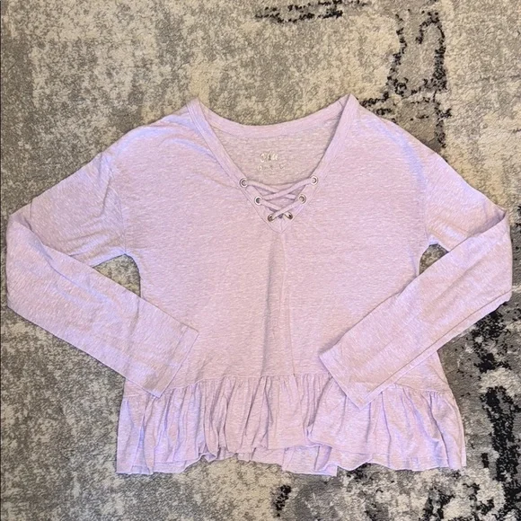 🛍️Lavender Long Sleeve Top with Ruffle Hem
