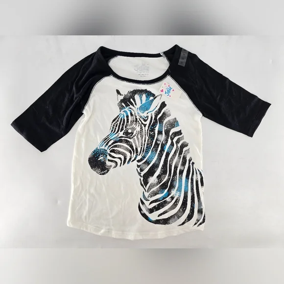 Justice Zebra Graphic Long Sleeve Tee - Black, White, and‎ Blue