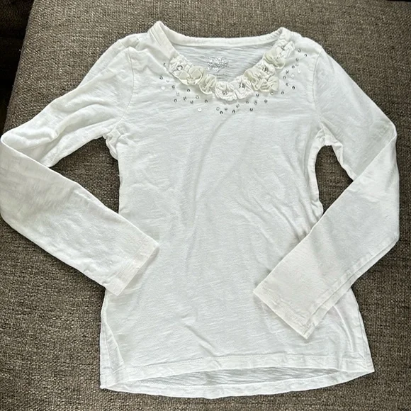 Justice Girls White Long Sleeve T-Shirt size 8