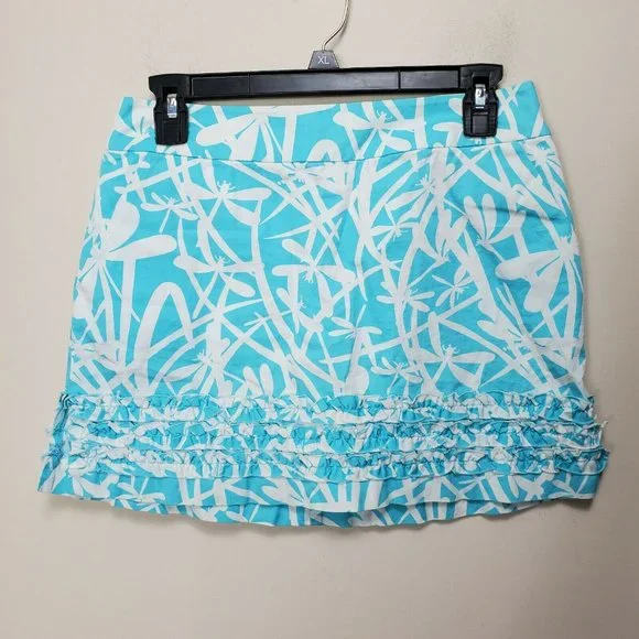 Lilly Pulitzer Marigold Ruffle Skort Shorely‎ Blue Light My Fire Dragonfly sz 0