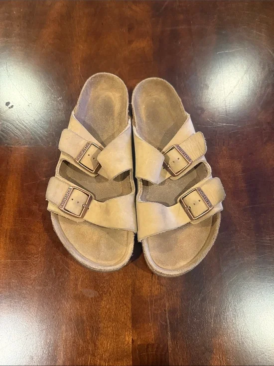 Birkenstock Men's Double Buckle Suede Sandals in Tan