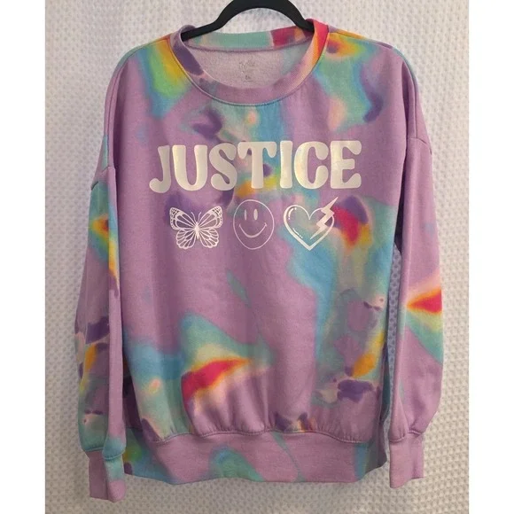 JUSTICE TYE DIE PURPLE SWEATSHIRT GIRLS SIZE XL 16/18 EXCELLENT