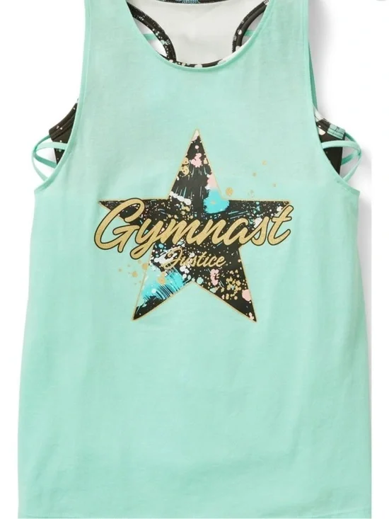 Justice Girls' Fashion Tank with Built-in Sports Bra - Size M(10)