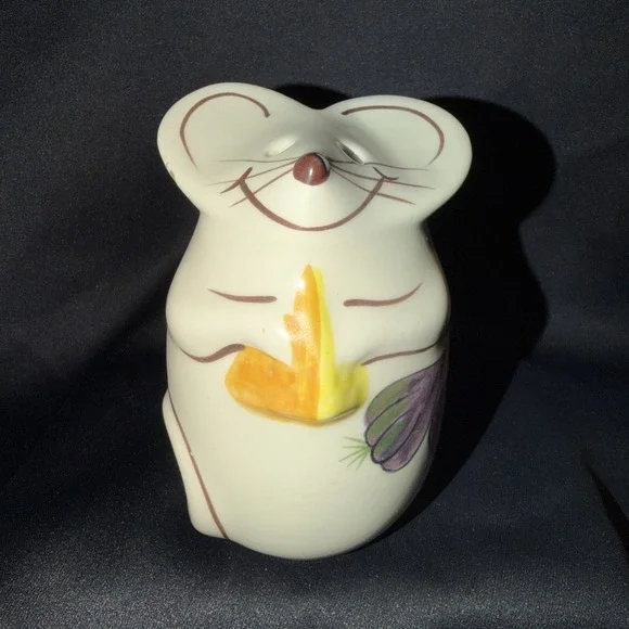 Mouse Parmesan Cheese Shaker Laurie Gates Ceramic Happy Mouse Vintage Kitchen
