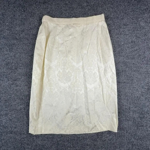 White Floral Skirt Womens 12 Jacquard Pencil Knee Length Formal Wedding Party