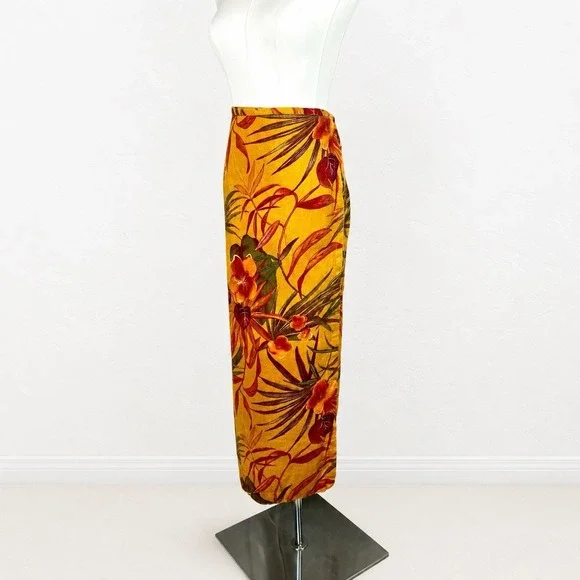 Vintage 90's Chico's Botanical Linen Wrap Skirt Resort Quiet Luxury Size 1 Sz M