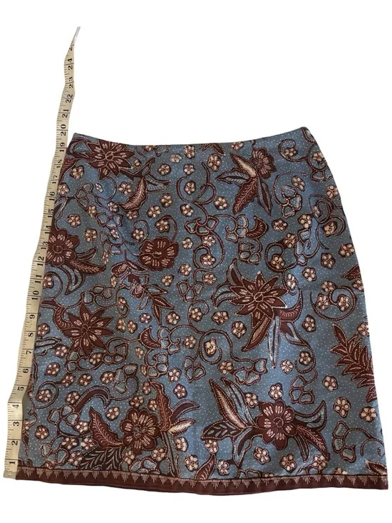 Blue Floral A-Line Skirt - Women's Casual Skirt