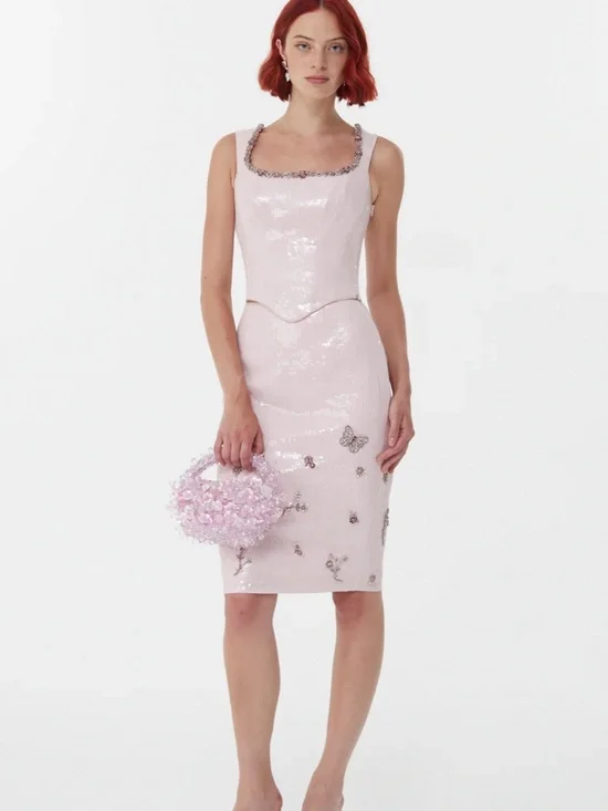 Clio Peppiatt corset and skirt blossom in blush