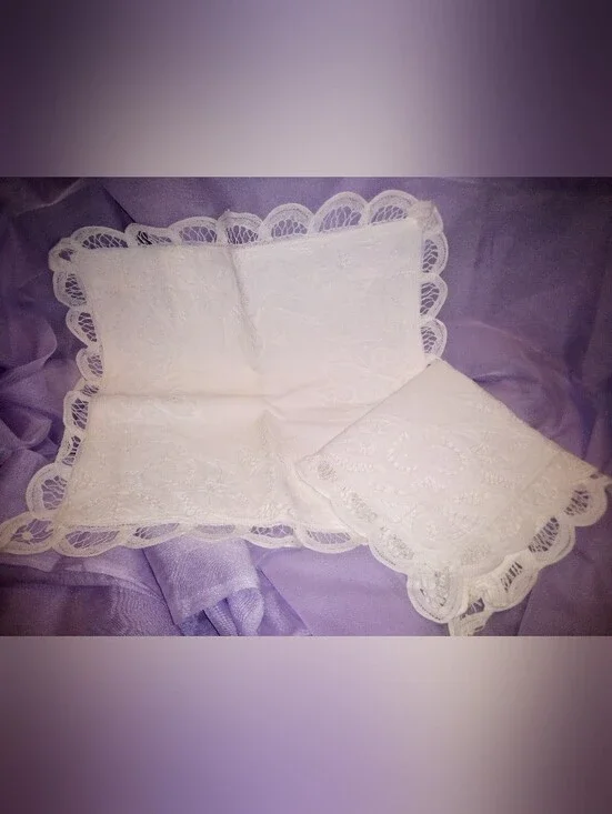 Beautiful Tatted Cotton Pillow Covers Wedding Baptism Display