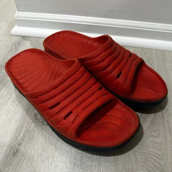 Hoka One Ora Recovery Orange Red Slide Sandals Mens 14‎ Blue Beach Summer Water