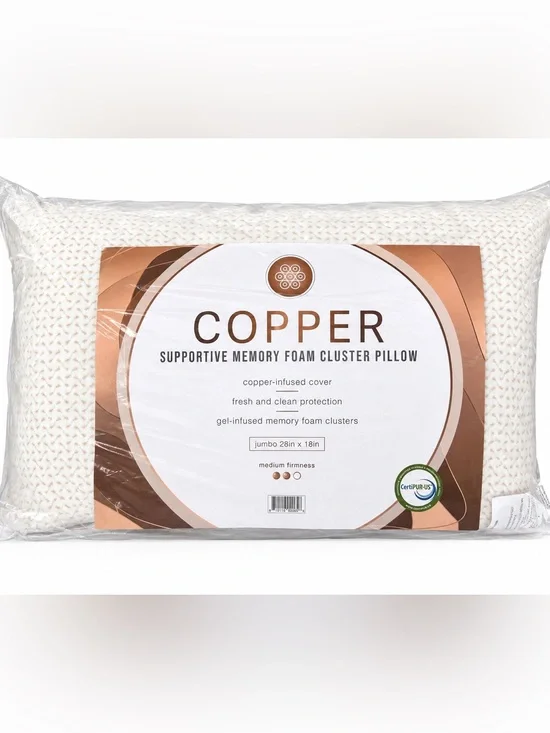 Copper Supportive Memory Foam Cluster Pillow - White/Cream