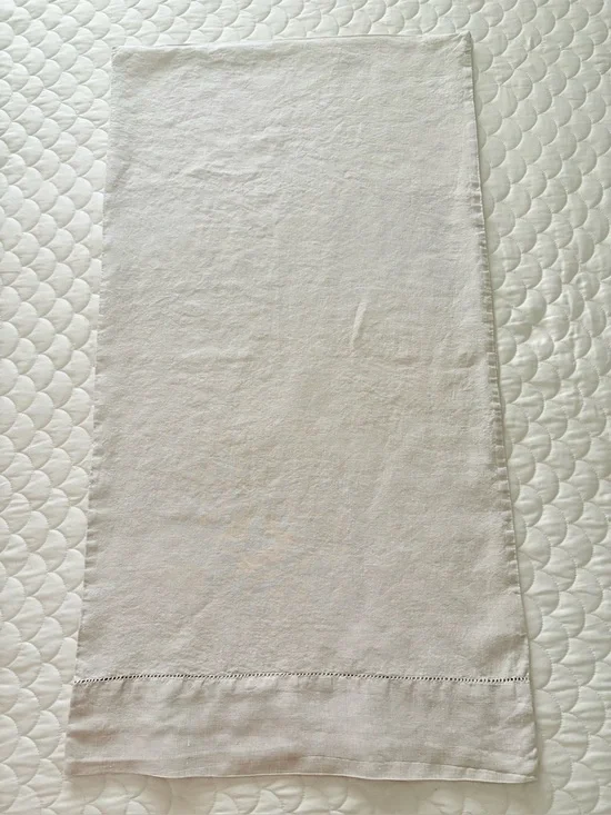 Simple & Opulence 100% Linen KING Pillowcase Hand Hemstitch Neutral EUC