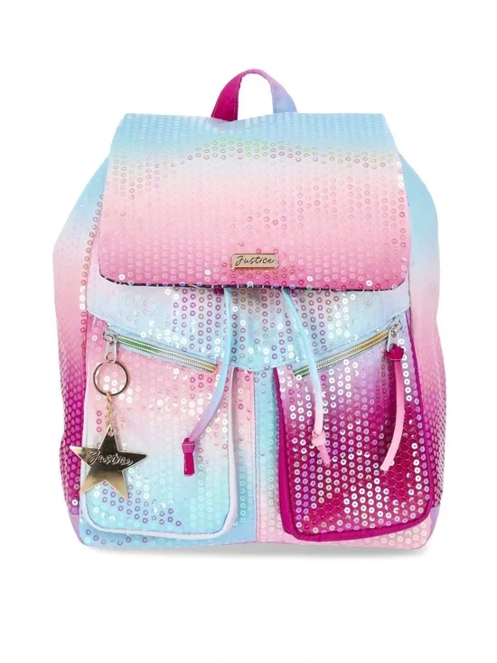 Justice Sequin Ombre Backpack - Pink Purple Blue