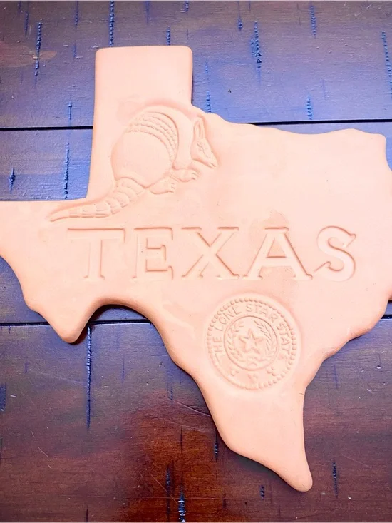 Vintage Brique Ware Terracotta Texas State Trivet - Armadillo