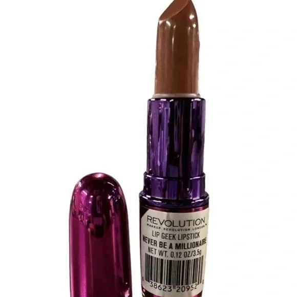 Makeup Revolution Lip Geek Lipstick NEVER BE A‎ MILLIONAIRE New Beige Brown