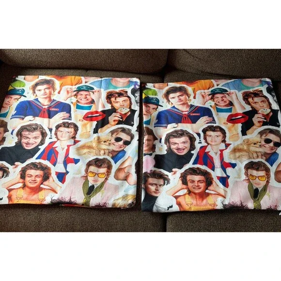 Stranger Things Steve Harrington Throw Pillowcase Pair 16”x16”.  New In Package!