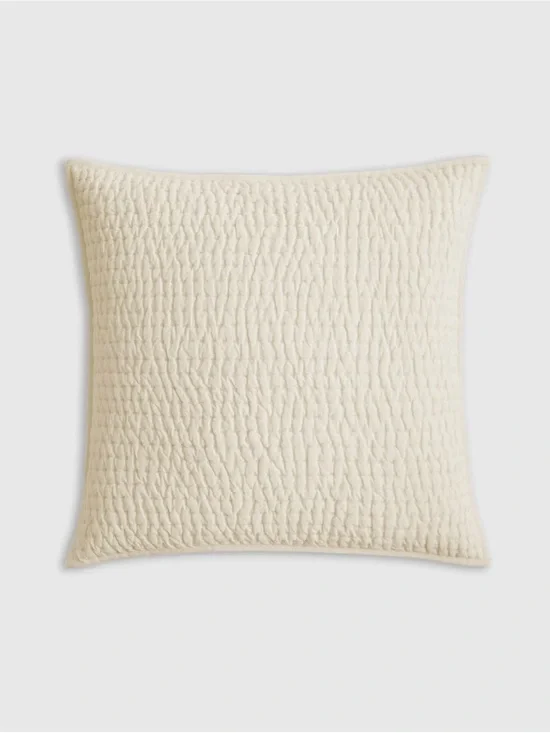 Quince European Linen Cotton Stitch Quilted Euro Sham in Ivory