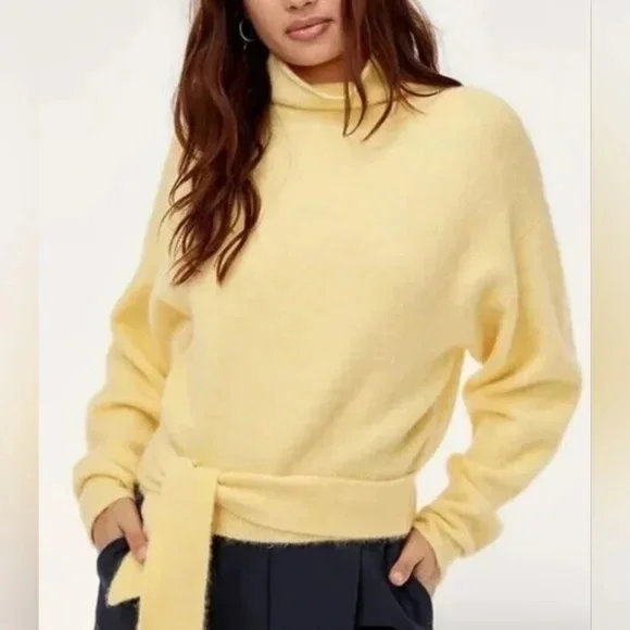 Aritzia Wilfred Lorin sweater Pastel Knit Tie Waist alpaca Pullover Size XXS