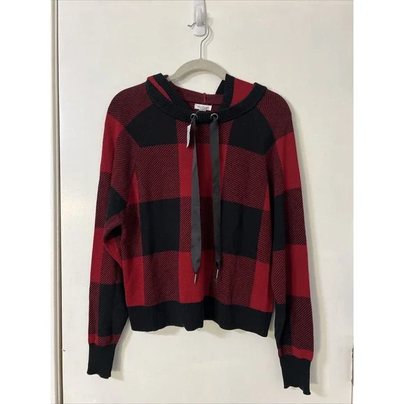 Westport Hoodie Sweater‎ Women's  Knit Long Sleeve Crew Neck Checkered