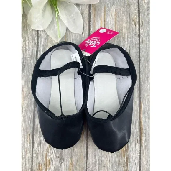 Toddler Girls Ballet Shoes Dance Class Leather Sole Adjustable Strap Size 11