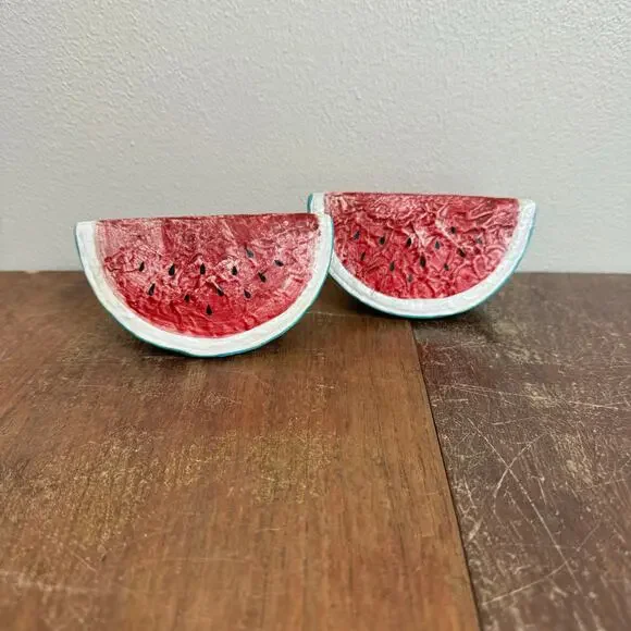 Vintage Resin Watermelon Salt and Pepper‎ Shakers