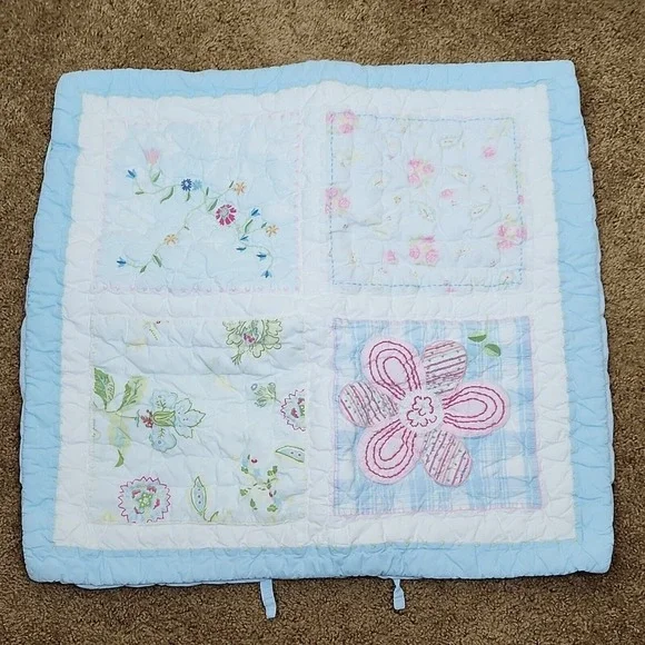 Pottery Barn Kids Floral Quilted Pillow Sham cottagecore Patchwork nursery 25x25
